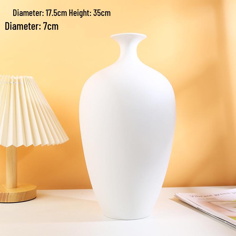 Nordic White Ceramic Vase for Fresh or Dried Flowers - Minimalist Living Room Decor