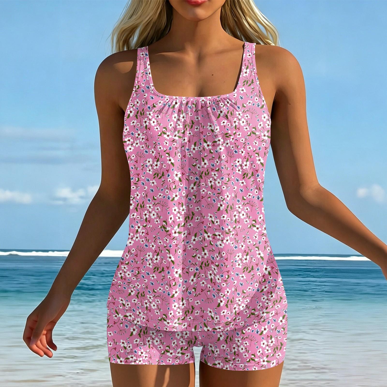 

Women s Printed Split Swimsuit Sport Swimsuit Two-Piece Set L бежевый