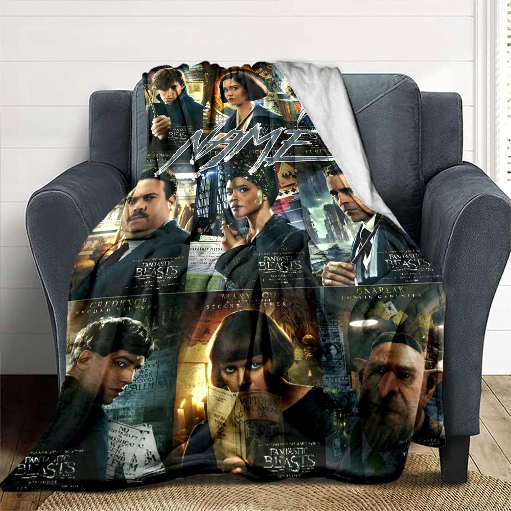 Fantastic Beasts Cast Portraits Multipurpose Personalized Blanket Personalized Name Soft Warm Cozy Versatile For Sofa Couch Office Bed Picnics For All