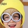 Elastic Fabric Gloves 3Pcs Halloween Costume Accessories, Yellow Knitted Hat Steampunk Goggles Party Performance Adults Cosplay Set for Men Women