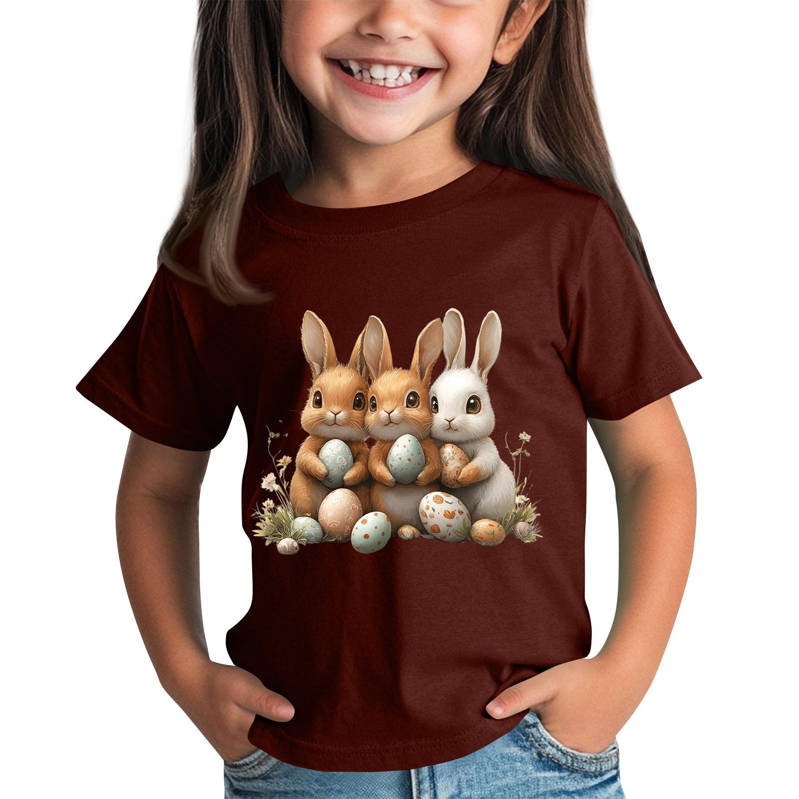 

Детская футболка с коротким рукавом и принтом животных, повседневный топ 120 винный