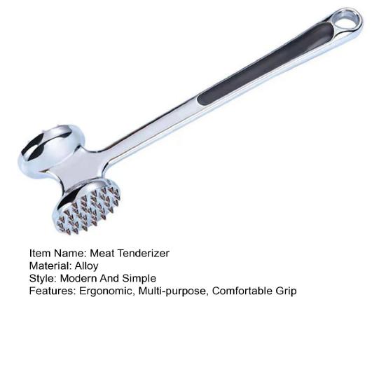 Doppelseitiger Fleischklopfer Spülmaschinenfest Küchenhammer Werkzeug mit weichem Griff Manueller Metallklopfer zum Zartmachen von Hähnchensteak Rindfleisch Schweinefleisch