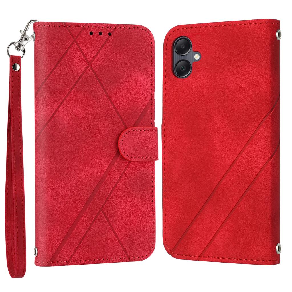 For Samsung Galaxy A07/A06 4G/5G Case Imprinted Line Leather Phone Cover with Handy Strap