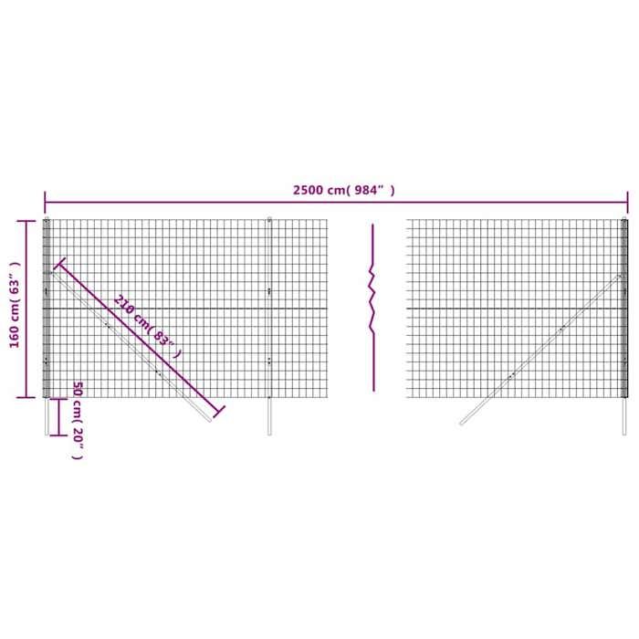 VidaXL Clôture en Treillis Métallique, Panneau de Clôture Décoratif, Barrière de Protection Jardin Patio Extérieur, Vert 154076