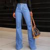 Pantaloni e capris a vita alta con stampa tinta unita casual alla moda da donna