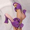 Women's Square-Toe Chunky-Heel High-Heel Slide Sandals With Metal Buckle, Sexy European Style, Available In Large Sizes.