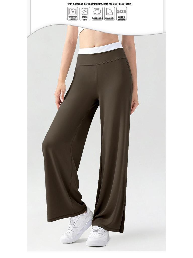 High Waist Straight Leg Women's Yoga Pants - Casual, Slimming, Loose Fit, Wide Leg Fitness Trousers