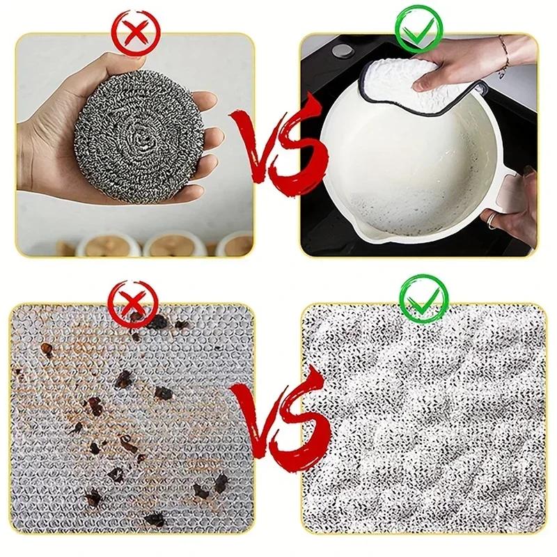 1/3/10pcs Multipurpose Wire Dishwashing Rags For Wet And Dry Random Color Reusable Wire Miracle Cleaning Cloths Round Wire