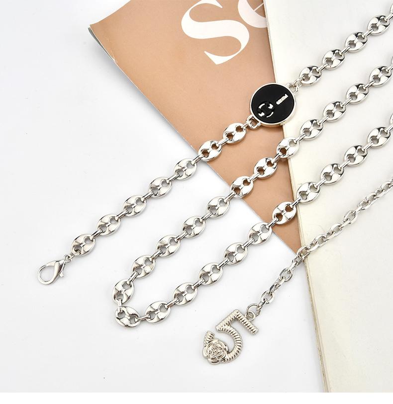 New Fashion Women's Metal Waist Chain Digital Buckle Decorative Dress European and American Style Women's Body Chain