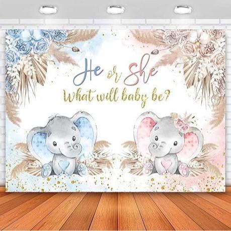 Baby Blue Elephant Birthday Party Photography Background Baby Bath Boy Banner