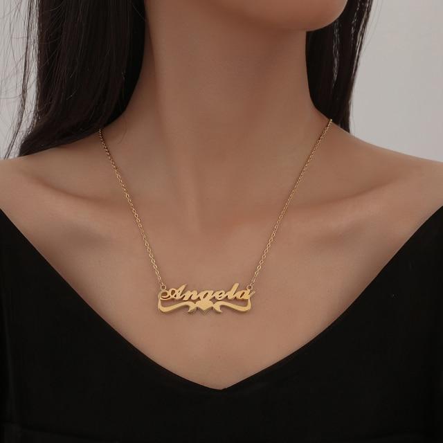 Personalized Stainless For Women Steel Gold Tone Name Letter Initial Pendant Titanium Pendant Necklace Customized JewelryTrendy Pendant