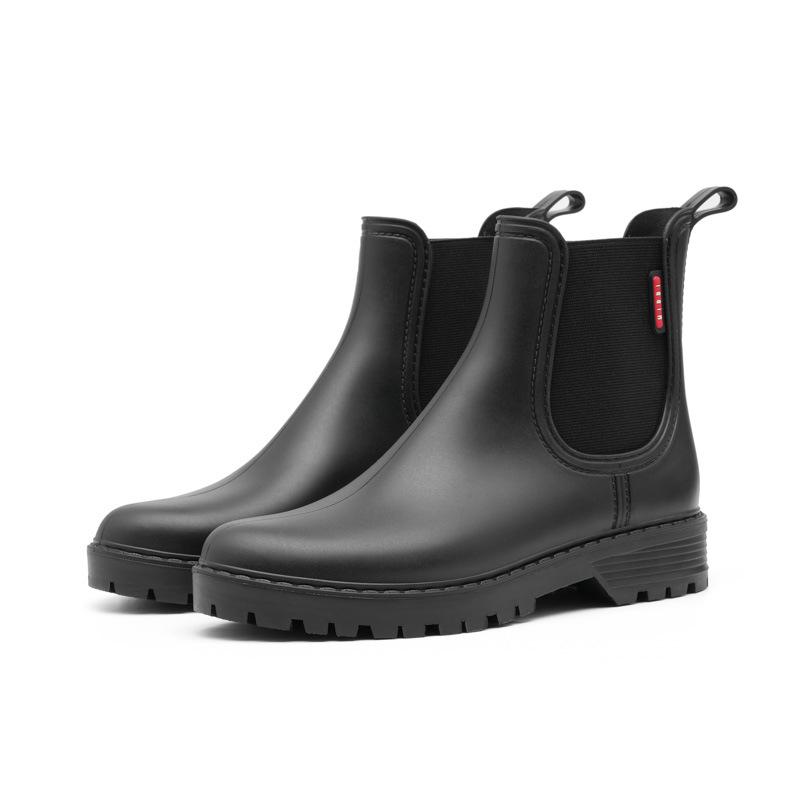 Women s Lightweight Waterproof Chelsea Rain Boots - Non-Slip PVC Rubber Low-Top Shoes 37 чёрный