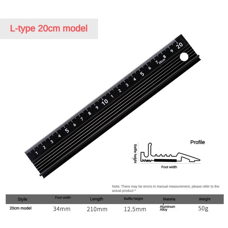 Multi-function Aluminum Alloy Hand Protective Ruler Non-slip Straight Ruler Wood Cutting Straight Woodwork Ruler Stationery