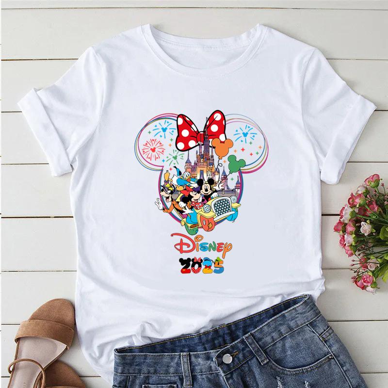 Disney Trip 2025 Printed Women Clothing White T-Shirts Y2k Fashion Female Streetwear Casual Tops Tee