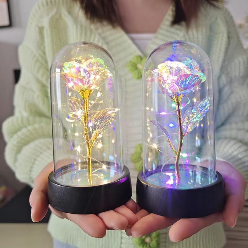 Eternal Rose Lamp Festival Gift Led Foil Flower Artificial Rose Lamp Creative Valentine'S Day And Mother'S Day Gift Battery Free