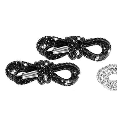 2pcs Cadarços de Strass Leves 4mm Diâmetro 120cm Comprimento Cadarços Pretos para Botas Tênis