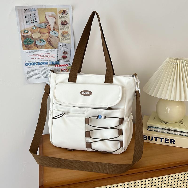 Contrast Color Student Classes Crossbody Bag Large Capacity Water-Repellent Nylon Book Bag Women's Shoulder Bag