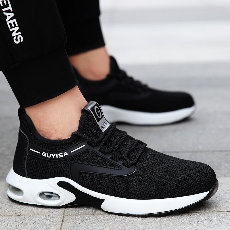 Modische leichte Stahlkappen-Sicherheitsschuhe aus Kevlar-Faser, atmungsaktive Deodorant-Stahlkappen-Arbeitsschuhe für Herren, Übergröße 36–48