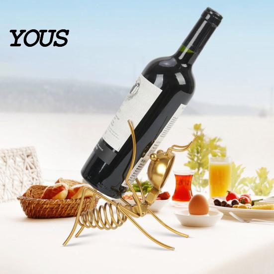 Ant Shaped Wine Holder Metal Rack, Freestanding Bottle Holder,Stable Retro Solid Stand Art Ornament Red Stand, for Home Kitchen Bar Decor Eye-catching