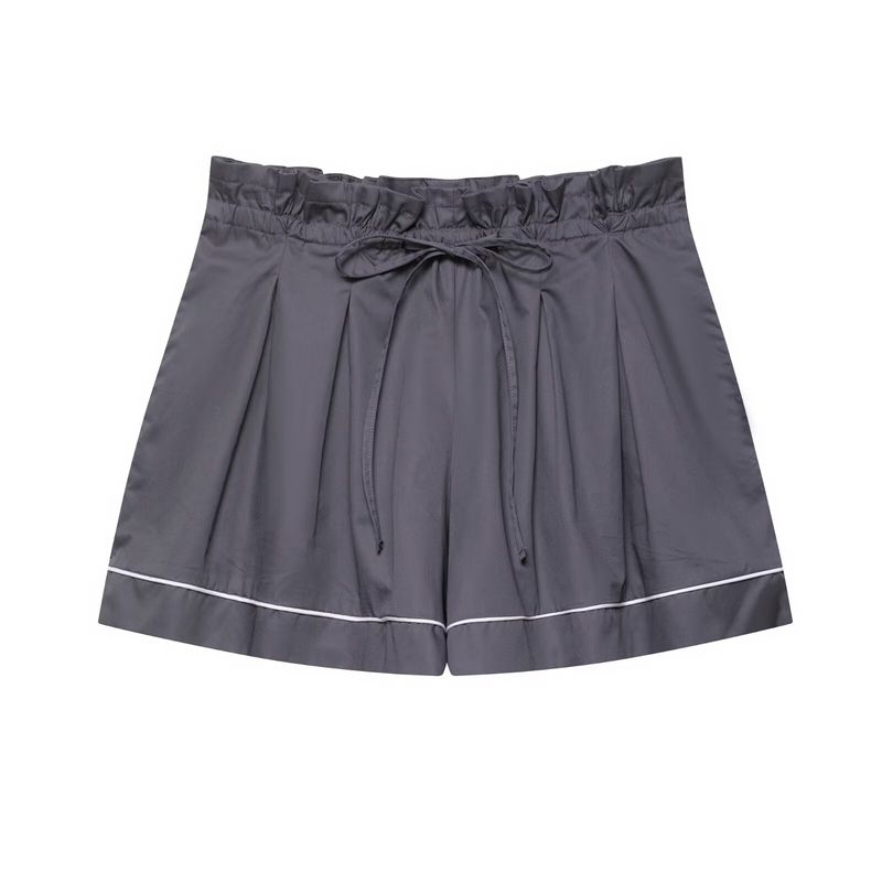 Zbzr Spring New Women Clothes Trim Poplin Lapel Long Sleeve Shirts Shorts Set 5063116 1255535