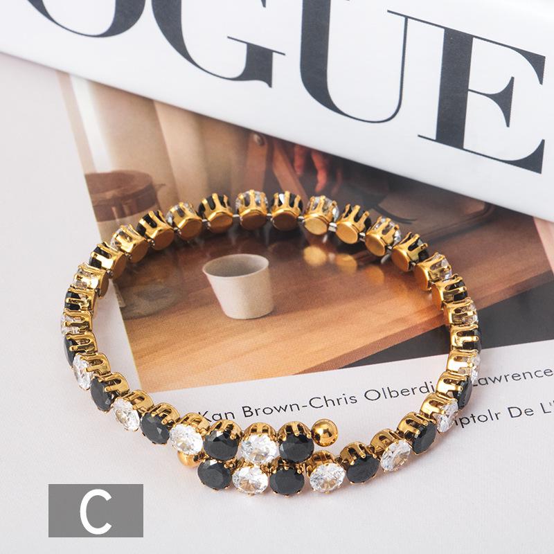 

Красочный циркон открытый регулируемый браслет из нержавеющей стали