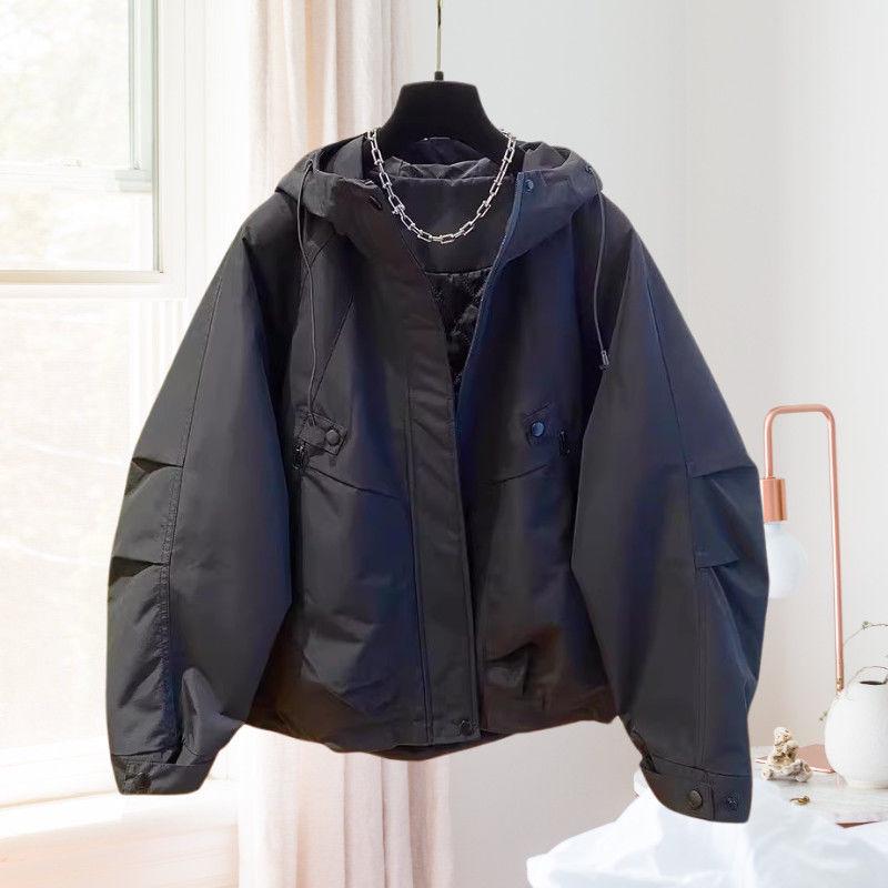 Spring/Autumn Casual Hooded Long Sleeve Jacket Jumpsuit: Slimming, Versatile, Loose Fit Windbreaker
