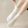 Gerollte Frotteesocken für Damen, Mid-calf Baumwollsocken, Sommerdünne gräulich-weiße Mond-Langsocken, Frühling und Herbst Nahtlose Socken