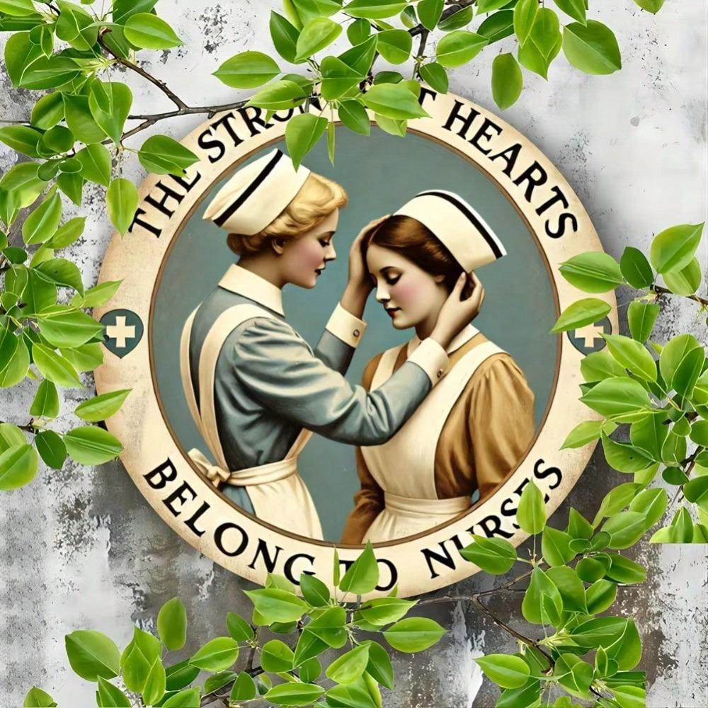 Vintage Nurse Heart Metal Sign - Engraved Wall Art for Home, Cafes & Medical Decor