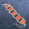 Natürlicher Karneol Edelstein Handgefertigt 925 Sterlingsilber Armband 7-8" n0v96