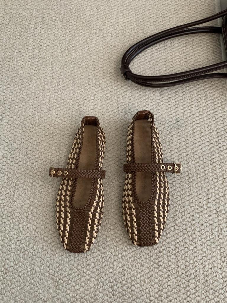 IPPEUM Mesh Ballet Flats Red Mary Janes Shoes WomenRound Toe 2025 New Pumps Flat Ballerina Shoes