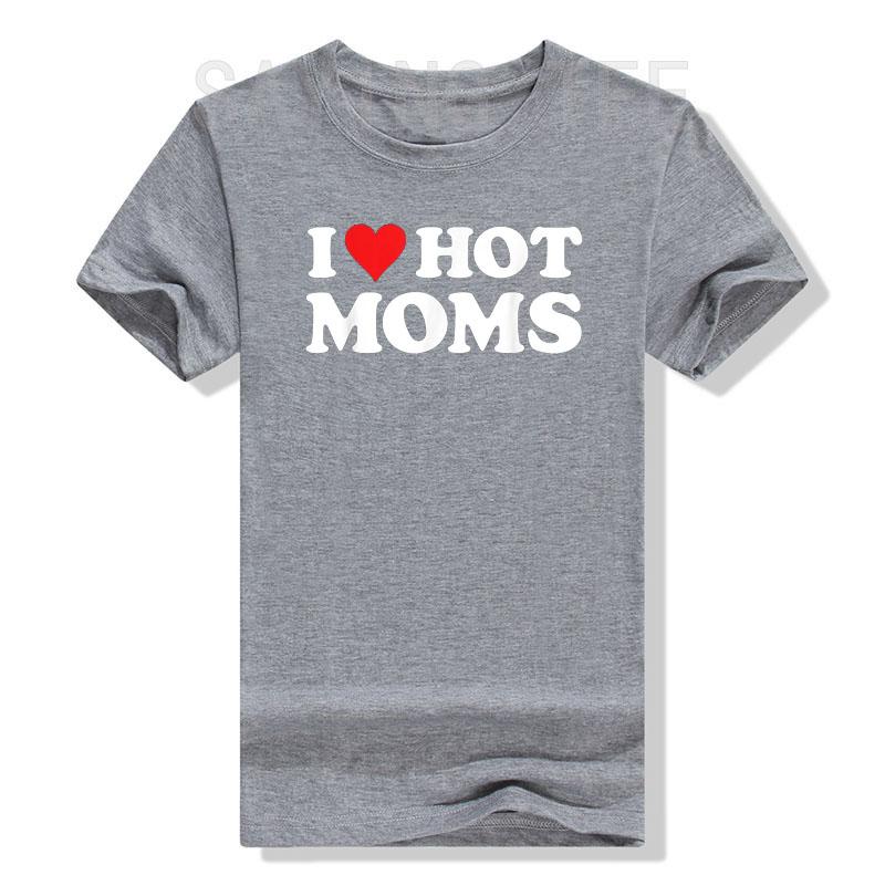 Miluji horké maminky Tričko Vtipné Červené Srdce Láska Maminky Tričko