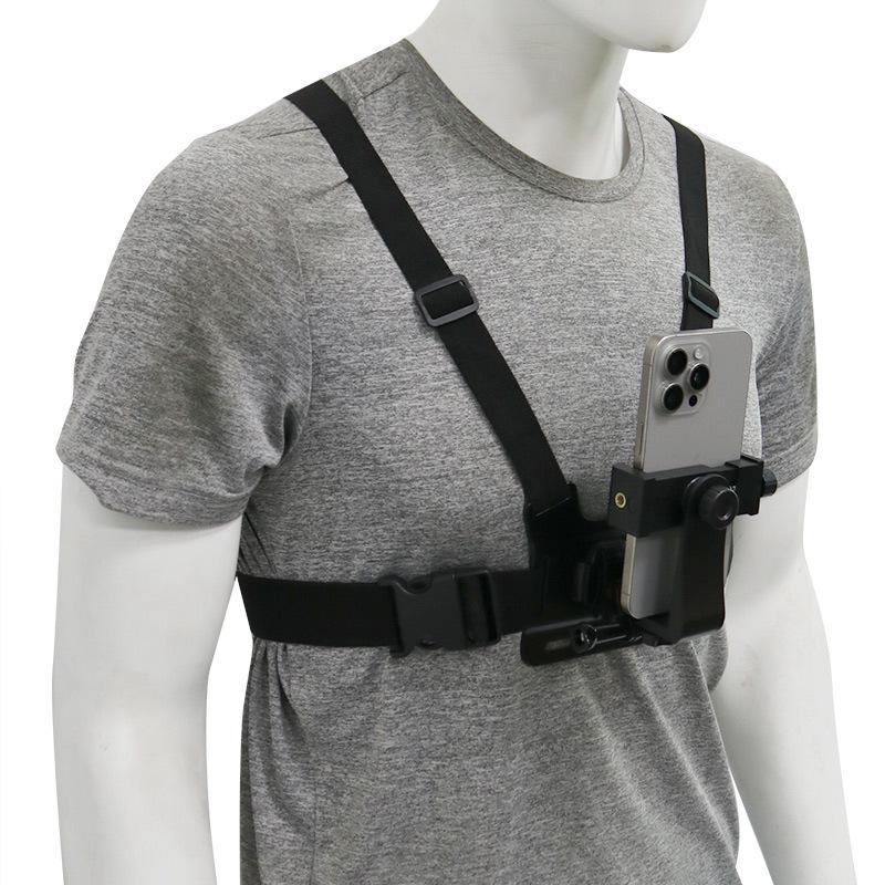 GoPro Chest Strap with Phone Holder for First-Person View, Ideal for Outdoor Cycling and Live Streaming