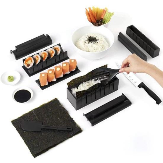 10Pcs DIY Sushi Making Kit with 8 Shapes Food-Grade PP Mold Set