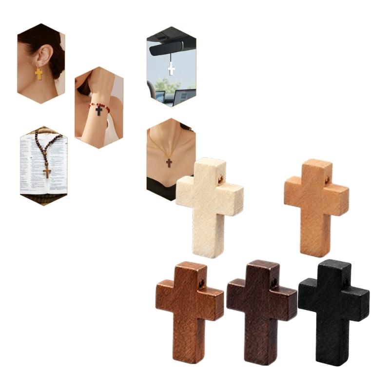 Paintable Mini Wooden Prayer Crosses Pendants,Diy Craft Charms Small Wooden Crosses with Flat Sanded Sides and Top Holes for Creative Handmade Jewelry