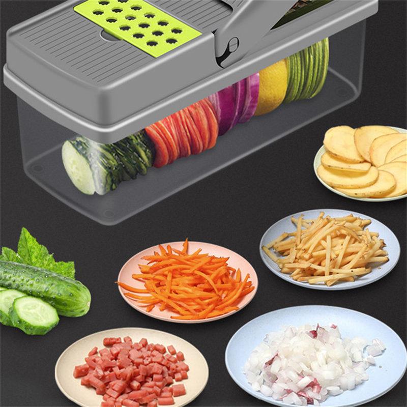 Multifunkční kráječ zeleniny Kráječ ovoce Strouhače Strouhací nástavce Odkapávací košík Kráječe Pomůcky Kuchyňské doplňky