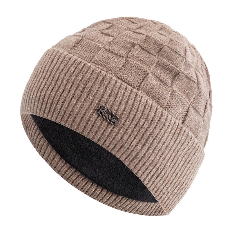 Nová unisex zimní čepice s plyšovou podšívkou z umělé kožešiny, teplá, malý čtvercový styl, měkká pletená čepice pro muže a ženy, zateplená, pletená čepice pro lyžování a sport