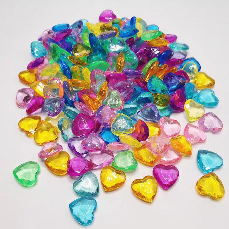 30PCS 25MM Heart Shaped Acrylic Diamond Gems Pirate Treasure Party Favors Goodie Bags For Birthday Small Presents Kids