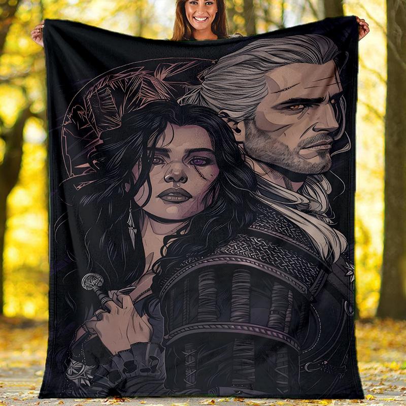 1pc The Witcher Theme Blanket - Digital Print, Polyester, Cozy for All Seasons, Perfect for Outdoor, and Travel
