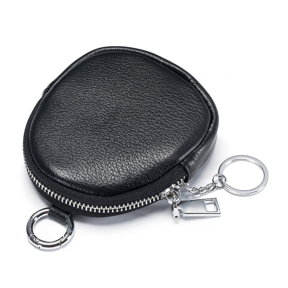 

Mini small wallet women s first layer cowhide simple keychain coin change bag hanging buckle earphone powder bag