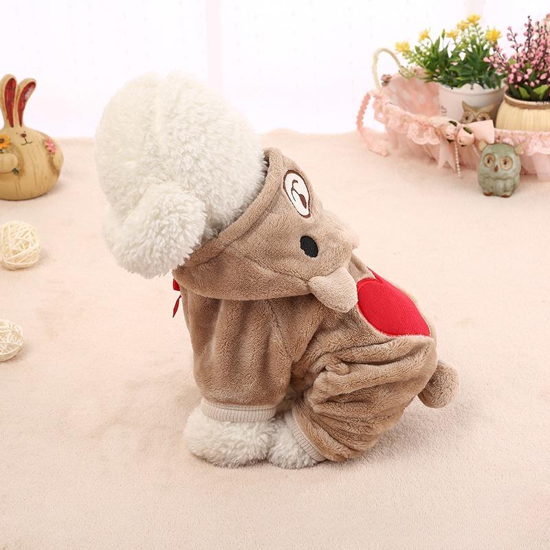 Autumn and Winter Teddy Vip Small and Medium-sized Pet Clothing Thickened Love Bear Four-legged Hedging