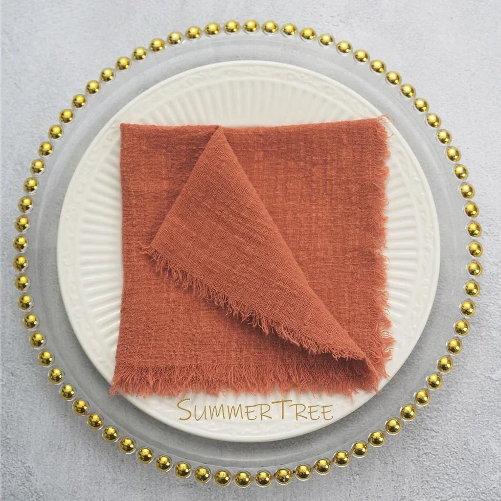 10pcs 32x32cm Cloth Napkins Pure Cotton Gauze Soft Napkin Handkerchief Vintage Banquet Garden Party Wedding Table Decoration
