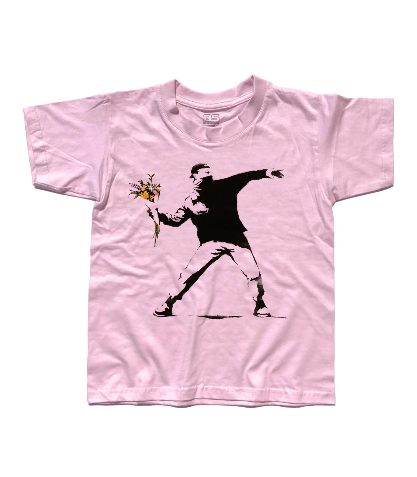 

T-Shirt Child Flower Thrower Thug With Bouquet Flowers Street Art London 160