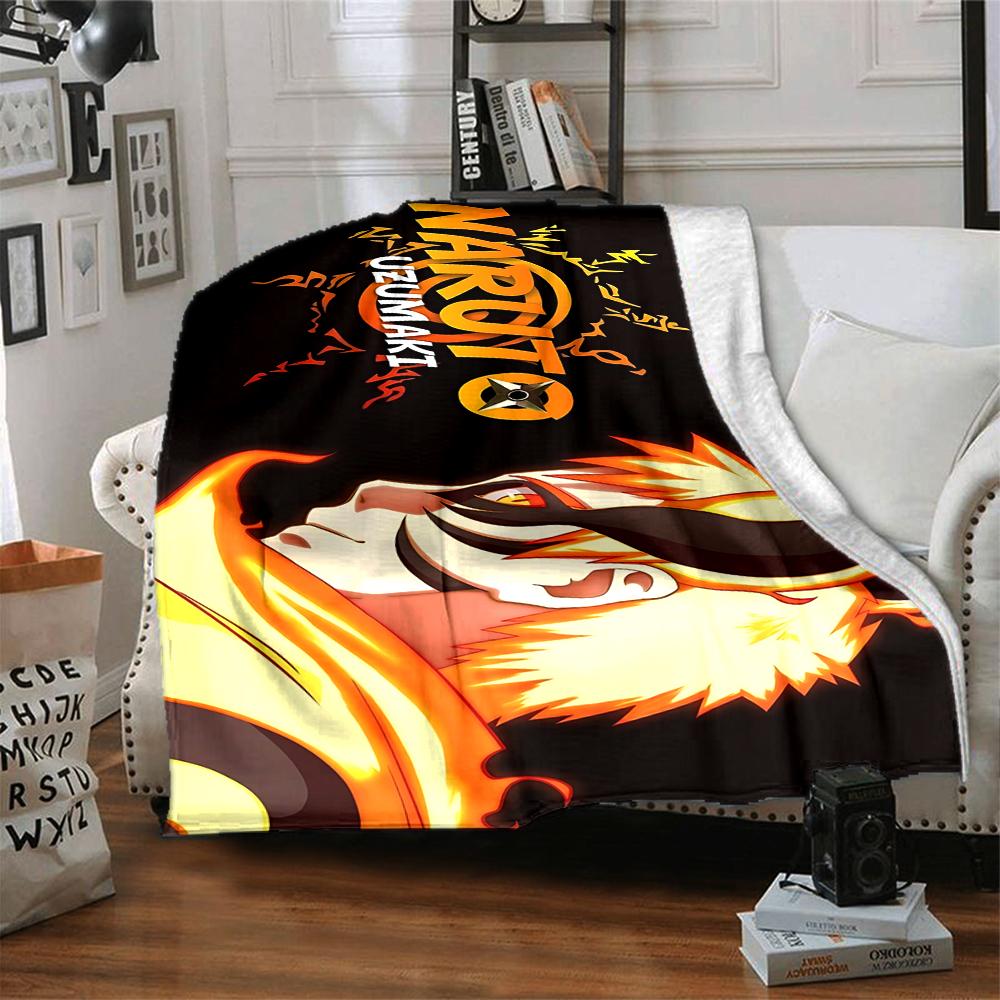 1Pc Naruto Fire Determination Flannel Blanket, Soft And Comfortable, Casual Warm, Camping Travel, Christmas, Halloween Xmas Gift S1629