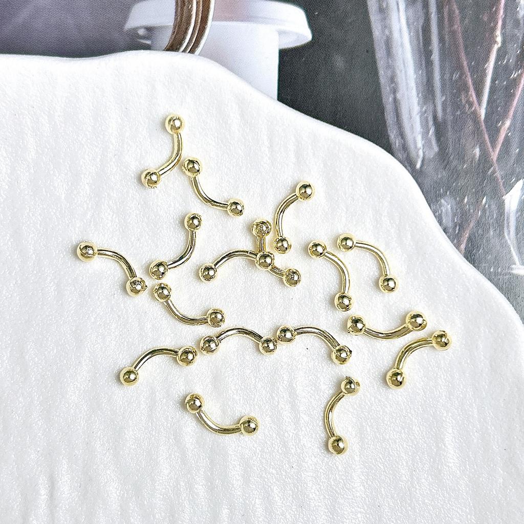 Legierung Gebogener Stab Augenbrauenstecker Außengewinde Doppelseitig Vergoldet Spitzkegel Punk Style Nagelkunst Zubehör DIY Nagel Süß Cool Dekoration DIY
