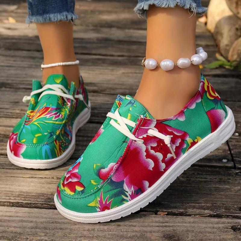 Plus Size Casual Shoes Women's New Canvas Flat Lace-up Low-top Loafers Women's Singles Shoes for Fall 2025