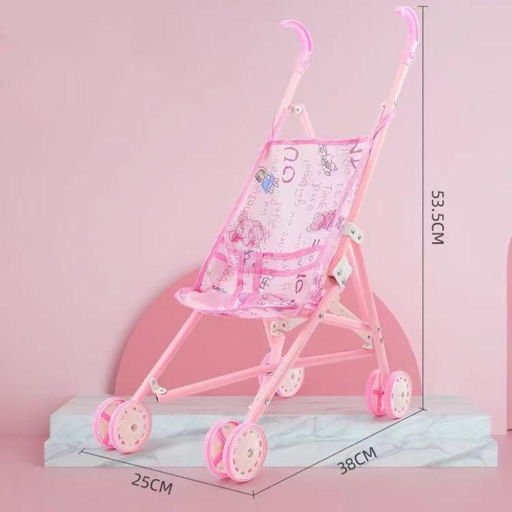 Foldable Dolls Pram Multicolor Doll Handcart Creative Baby Walker  For Boys Girls