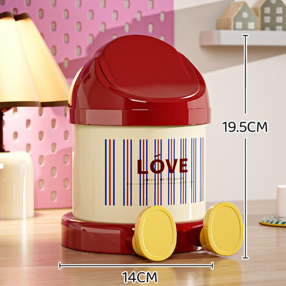 Round Garbage Bin Cartoon Waste Bin Creative Storage Bucket Office Style 1