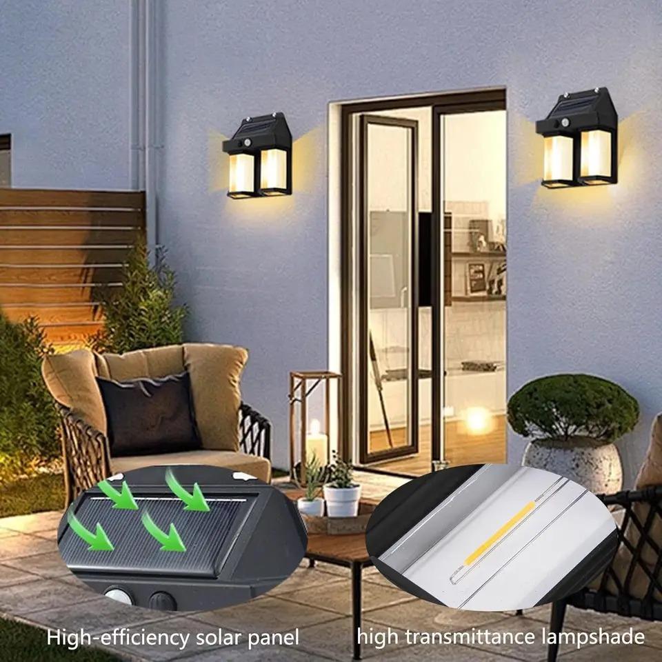 New Solar Tungsten Filament Lamp Outdoor Waterproof Intelligent Induction Wall Lamp Courtyard Garden Villa Lighting Night Light