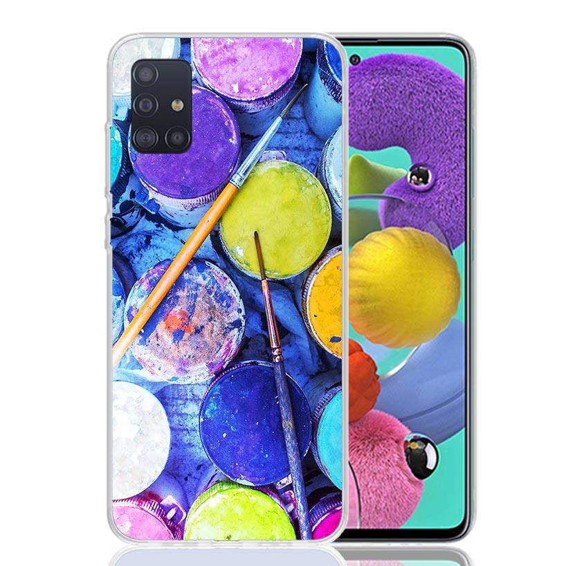Waterverf Set Verfpalet Schilderdoos Telefoonhoesje Voor Samsung Galaxy A52 A32 A22 A12 A02S A50S A30S A51 A31 AA71 Note 20 Ult