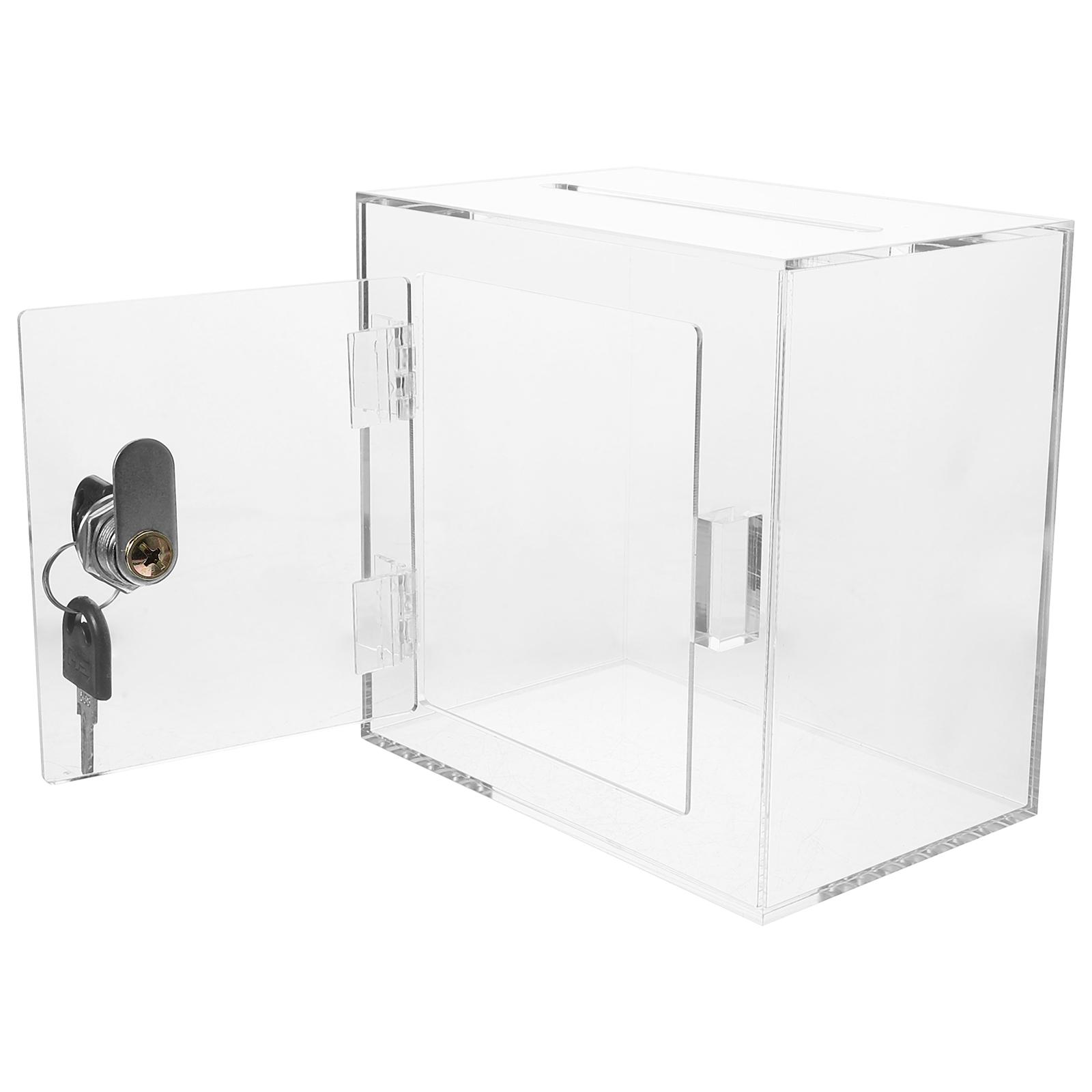 150X100X150MM Transparent Acrylic Donation Box With Lock Clear Secure Mailbox Letter Post Container For Suggestion Voting прозрачный